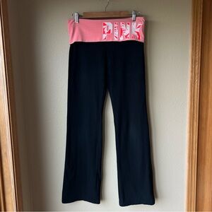 Victoria's Secret VS PINK Foldover Yoga Pants Black Flare Size M Y2K VTG *READ